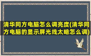 清华同方电脑怎么调亮度(清华同方电脑的显示屏光线太暗怎么调)