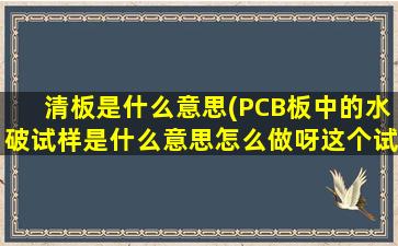 清板是什么意思(PCB板中的水破试样是什么意思怎么做呀这个试验的目的是什么呀)