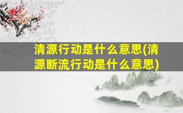 清源行动是什么意思(清源断流行动是什么意思)