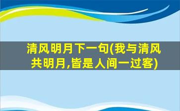 清风明月下一句(我与清风共明月,皆是人间一过客)