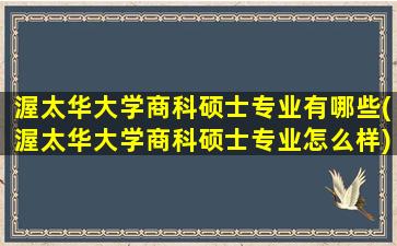 渥太华大学商科硕士专业有哪些(渥太华大学商科硕士专业怎么样)