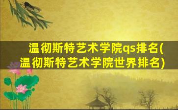 温彻斯特艺术学院qs排名(温彻斯特艺术学院世界排名)