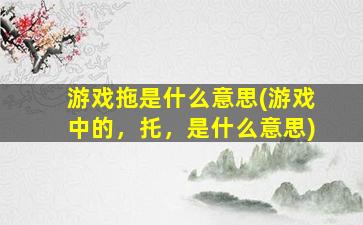 游戏拖是什么意思(游戏中的，托，是什么意思)