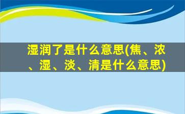 湿润了是什么意思(焦、浓、湿、淡、清是什么意思)