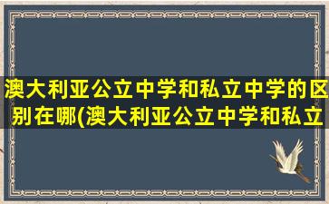 澳大利亚公立中学和私立中学的区别在哪(澳大利亚公立中学和私立中学的区别)