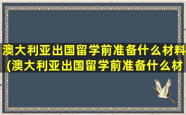 澳大利亚出国留学前准备什么材料(澳大利亚出国留学前准备什么材料)