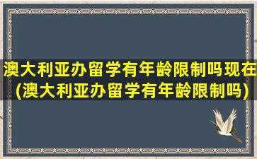 澳大利亚办留学有年龄限制吗现在(澳大利亚办留学有年龄限制吗)