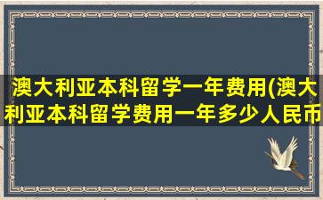 澳大利亚本科留学一年费用(澳大利亚本科留学费用一年多少人民币)