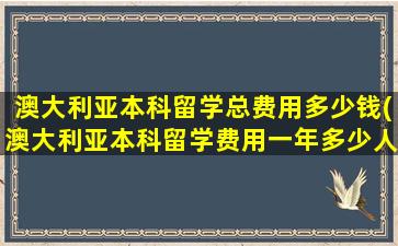 澳大利亚本科留学总费用多少钱(澳大利亚本科留学费用一年多少人民币)