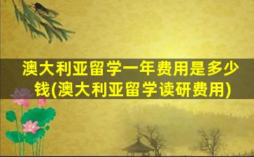 澳大利亚留学一年费用是多少钱(澳大利亚留学读研费用)