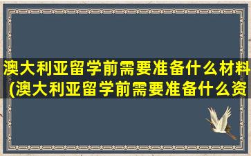 澳大利亚留学前需要准备什么材料(澳大利亚留学前需要准备什么资料)