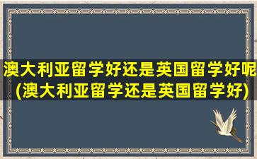 澳大利亚留学好还是英国留学好呢(澳大利亚留学还是英国留学好)