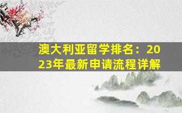 澳大利亚留学排名：2023年最新申请流程详解