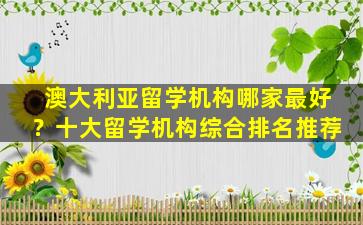 澳大利亚留学机构哪家最好？十大留学机构综合排名推荐