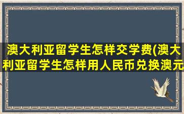 澳大利亚留学生怎样交学费(澳大利亚留学生怎样用人民币兑换澳元)