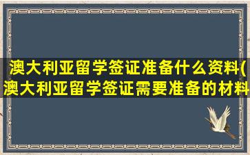 澳大利亚留学签证准备什么资料(澳大利亚留学签证需要准备的材料)