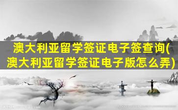 澳大利亚留学签证电子签查询(澳大利亚留学签证电子版怎么弄)