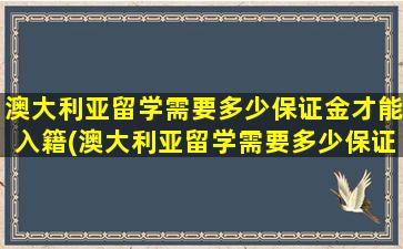 澳大利亚留学需要多少保证金才能入籍(澳大利亚留学需要多少保证金和保险)