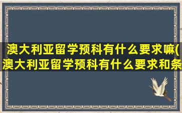 澳大利亚留学预科有什么要求嘛(澳大利亚留学预科有什么要求和条件)