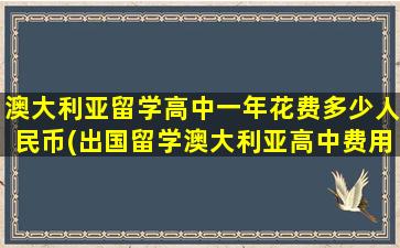 澳大利亚留学高中一年花费多少人民币(出国留学澳大利亚高中费用)