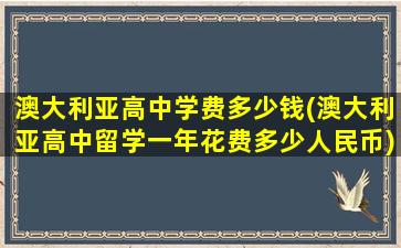 澳大利亚高中学费多少钱(澳大利亚高中留学一年花费多少人民币)