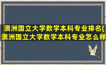 澳洲国立大学数学本科专业排名(澳洲国立大学数学本科专业怎么样)