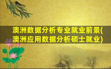 澳洲数据分析专业就业前景(澳洲应用数据分析硕士就业)