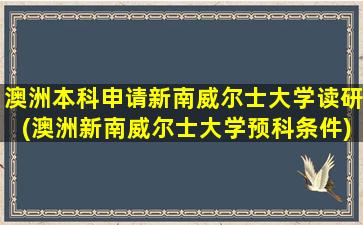 澳洲本科申请新南威尔士大学读研(澳洲新南威尔士大学预科条件)