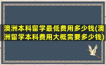 澳洲本科留学最低费用多少钱(澳洲留学本科费用大概需要多少钱)