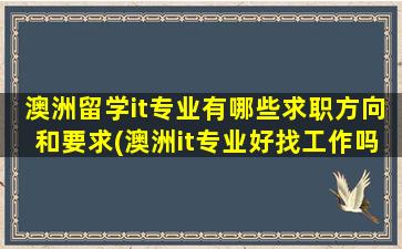 澳洲留学it专业有哪些求职方向和要求(澳洲it专业好找工作吗)