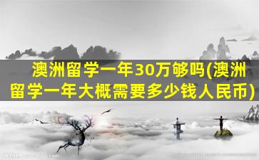 澳洲留学一年30万够吗(澳洲留学一年大概需要多少钱人民币)