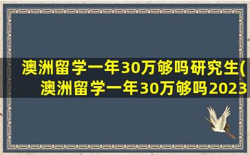 澳洲留学一年30万够吗研究生(澳洲留学一年30万够吗2023)