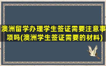 澳洲留学办理学生签证需要注意事项吗(澳洲学生签证需要的材料)