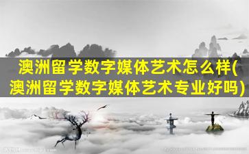 澳洲留学数字媒体艺术怎么样(澳洲留学数字媒体艺术专业好吗)