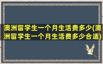 澳洲留学生一个月生活费多少(澳洲留学生一个月生活费多少合适)