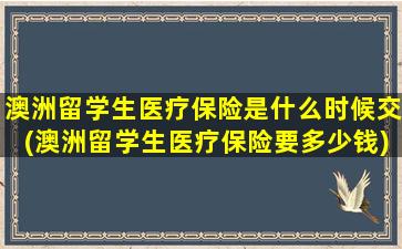 澳洲留学生医疗保险是什么时候交(澳洲留学生医疗保险要多少钱)