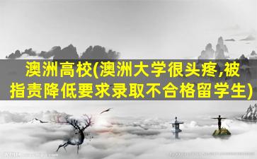 澳洲高校(澳洲大学很头疼,被指责降低要求录取不合格留学生)