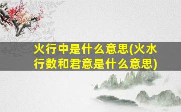 火行中是什么意思(火水行数和君意是什么意思)