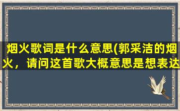 烟火歌词是什么意思(郭采洁的烟火，请问这首歌大概意思是想表达什么)