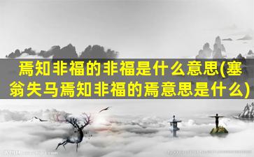 焉知非福的非福是什么意思(塞翁失马焉知非福的焉意思是什么)