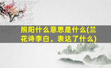 照阳什么意思是什么(兰花诗李白。表达了什么)