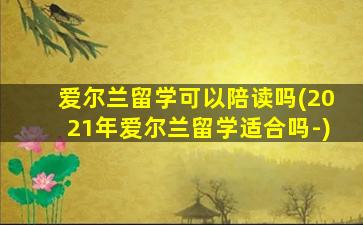 爱尔兰留学可以陪读吗(2021年爱尔兰留学适合吗-)