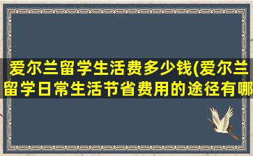 爱尔兰留学生活费多少钱(爱尔兰留学日常生活节省费用的途径有哪些)