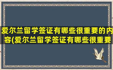 爱尔兰留学签证有哪些很重要的内容(爱尔兰留学签证有哪些很重要的要求)