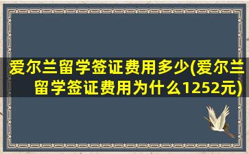 爱尔兰留学签证费用多少(爱尔兰留学签证费用为什么1252元)