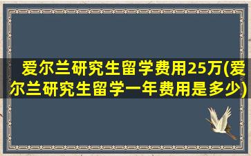 爱尔兰研究生留学费用25万(爱尔兰研究生留学一年费用是多少)