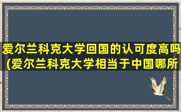 爱尔兰科克大学回国的认可度高吗(爱尔兰科克大学相当于中国哪所大学)