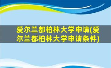 爱尔兰都柏林大学申请(爱尔兰都柏林大学申请条件)