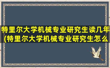 特里尔大学机械专业研究生读几年(特里尔大学机械专业研究生怎么样)