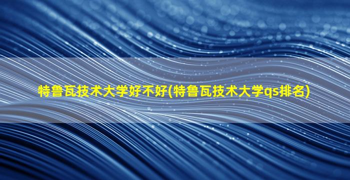 特鲁瓦技术大学好不好(特鲁瓦技术大学qs排名)